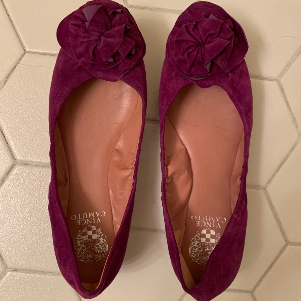 Vince Camuto Purple Suede Flower Flats